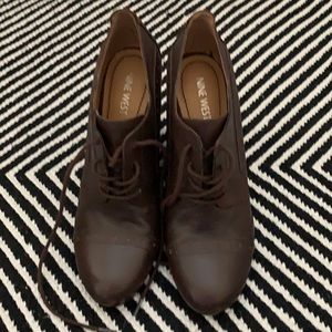 Nine West brown leather heels.